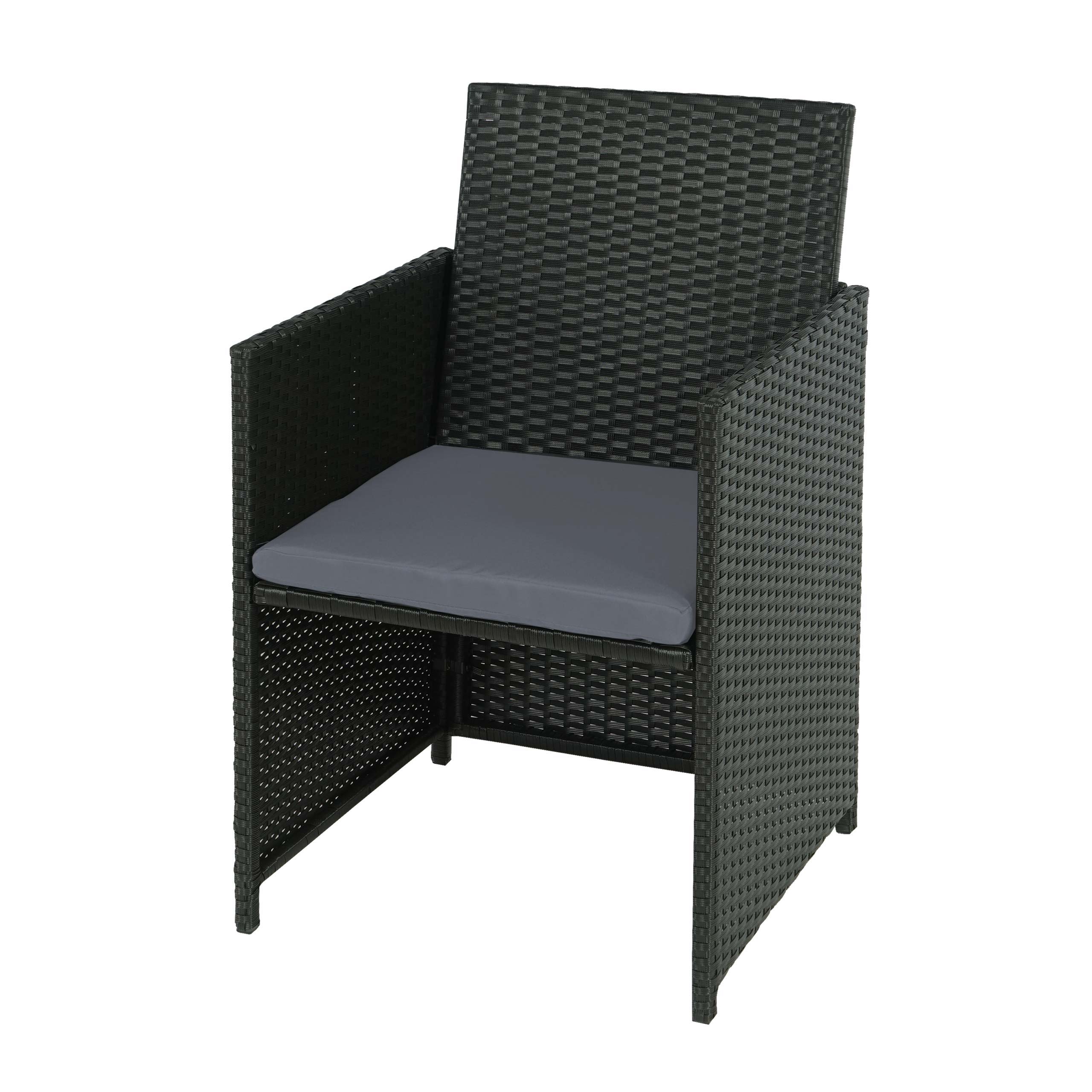 Poly-Rattan Gartenstuhl MCW-K35, Korbsessel, Balkonstuhl ~ schwarz, Kissen hellgrau - Bild 1