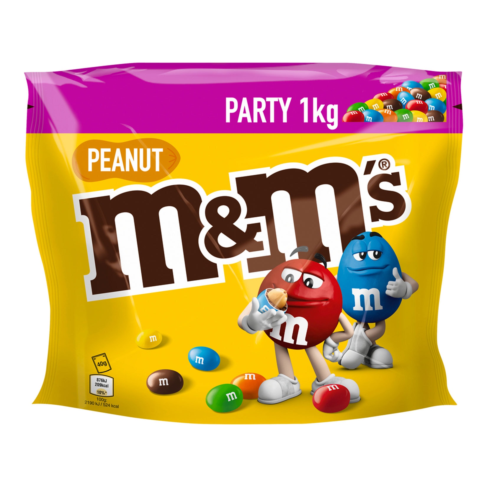 M&Ms Peanut 1kg Party Beutel - Bild 1