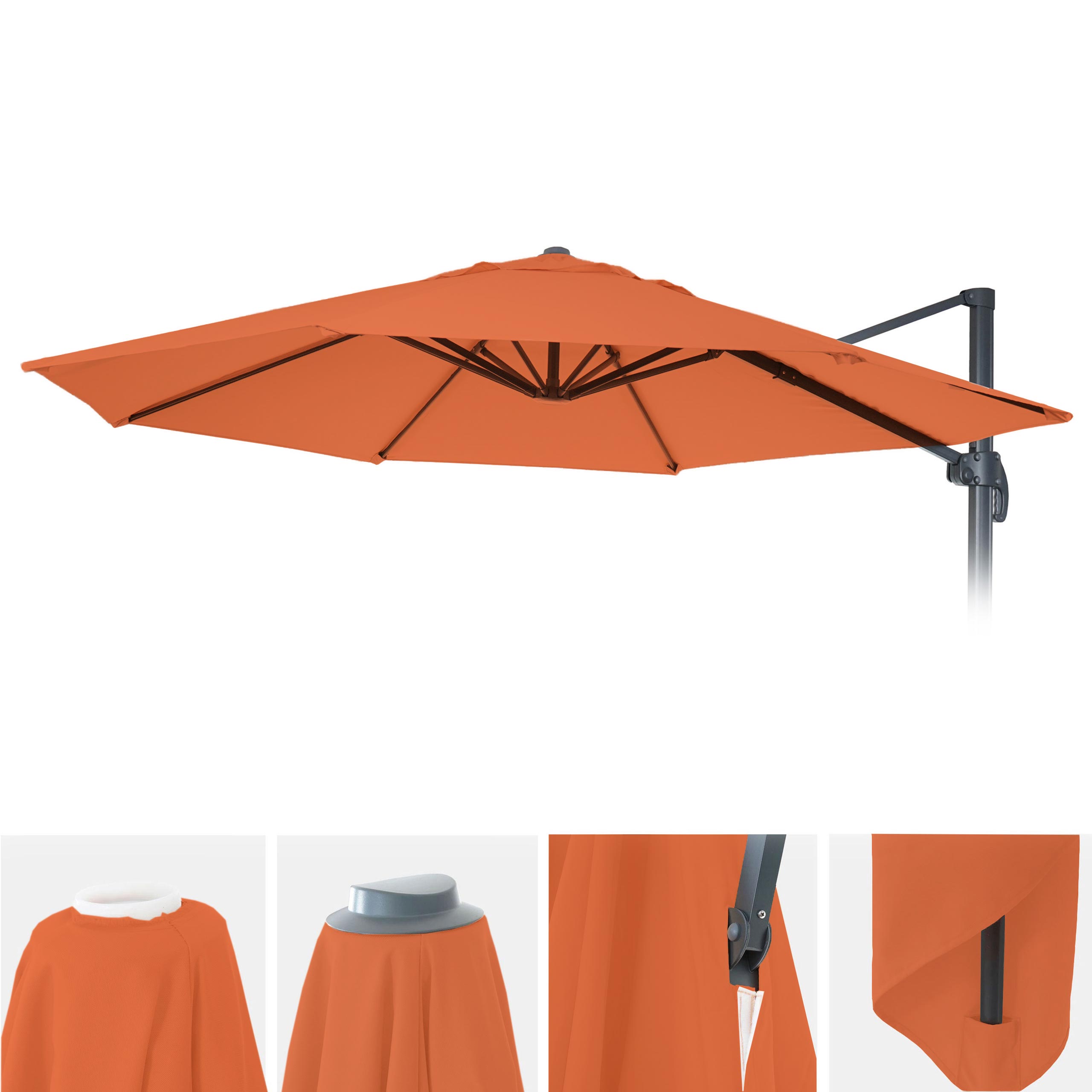 Sonnenschirmbezug MCW-A96, 8 Streben rund &Oslash;3m 220g/m&sup2; Polyester, Ersatz-Bezug z.B. f&uuml;r Ampelschirm MCW-A96 ~ terracotta - Bild 1