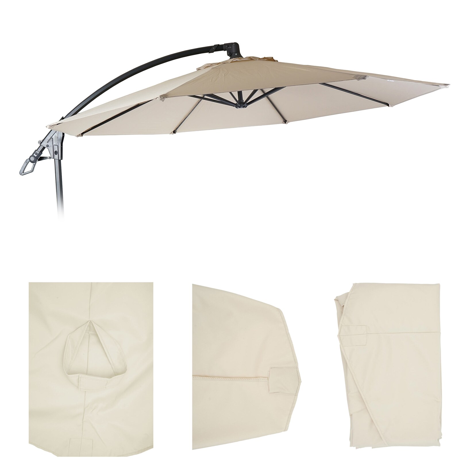 Ersatz-Bezug für Deluxe Ampelschirm MCW-D14,Sonnenschirmbezug rund Ø 3m ~ creme ohne Flap | 04057651506623