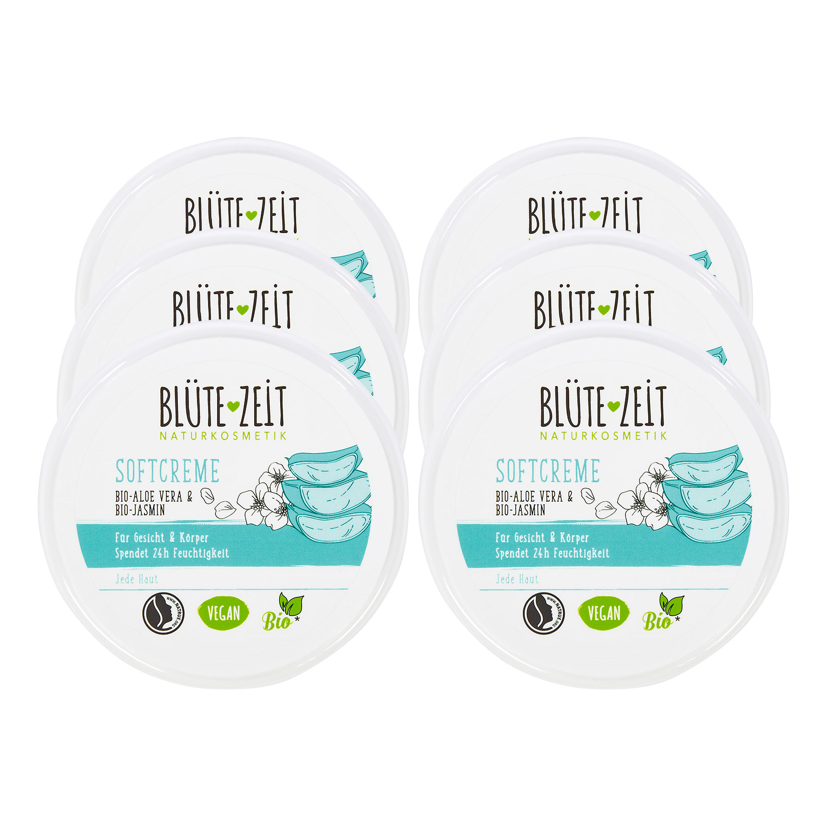BL&Uuml;TE-ZEIT Softcreme Bio-Aloe Vera & Bio-Jasmin 200 ml, 6er Pack - Bild 1