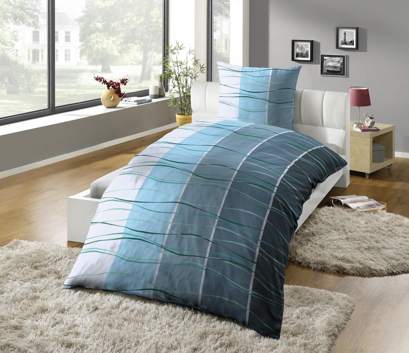 Dekor Renforc&eacute; Bettw&auml;sche - Welle blau - versch. Designs - Bild 1