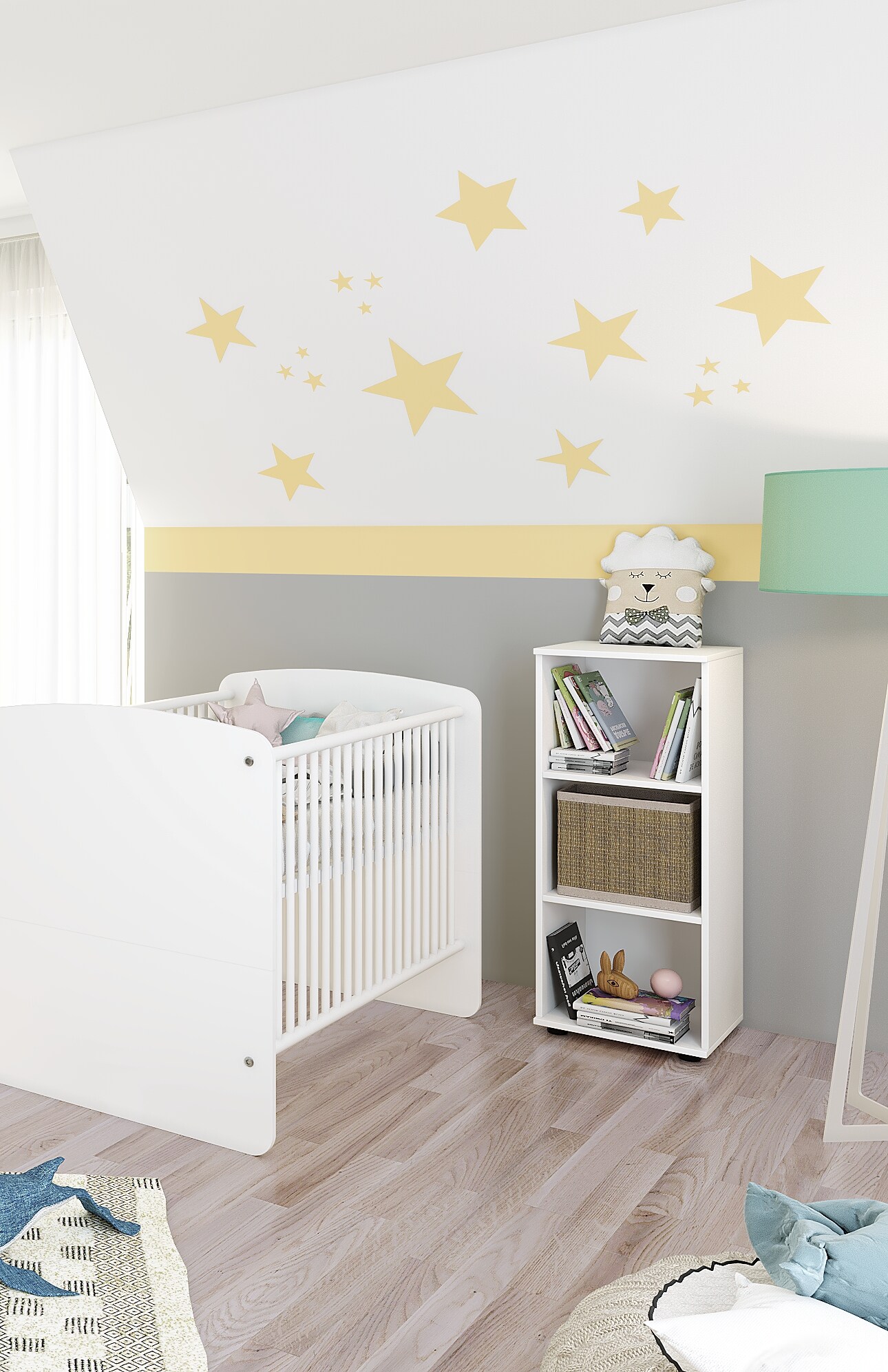 nonjoo. Babyzimmer Lunis niedriges Regal mit 3 F&auml;chern - Bild 1