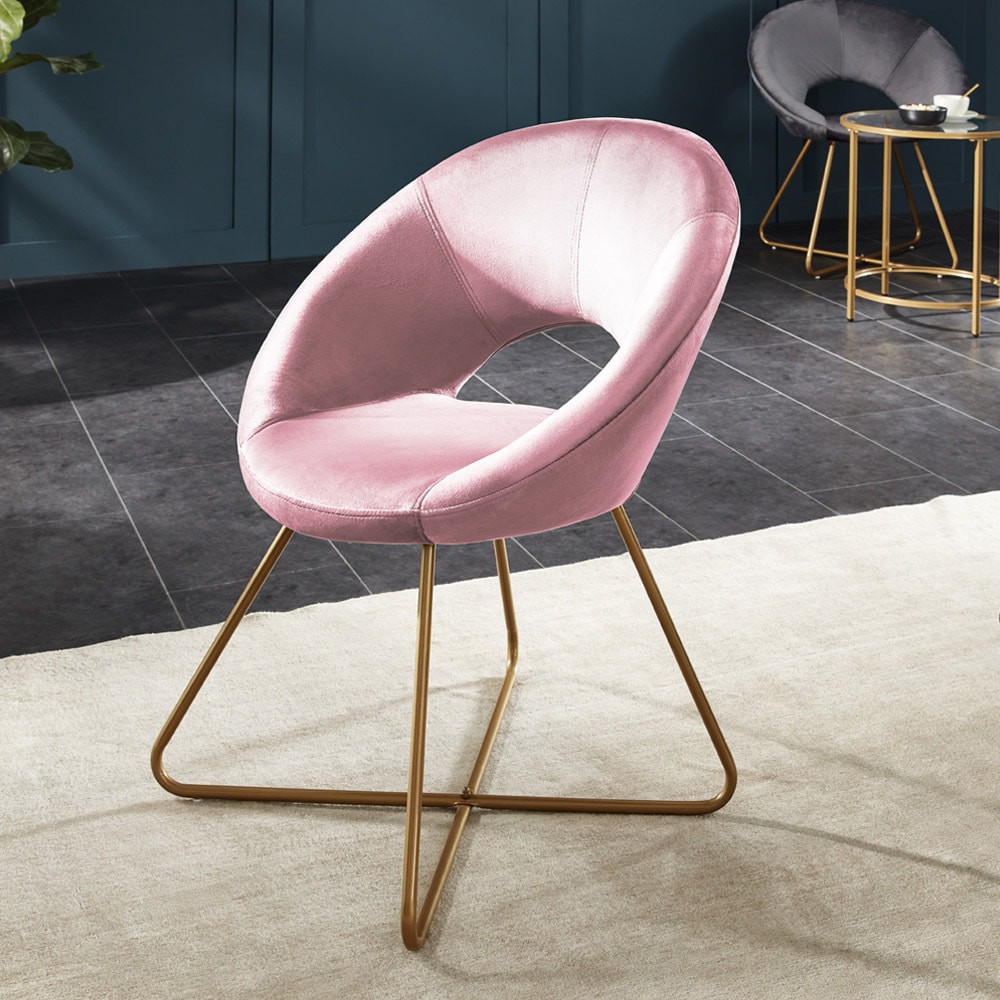 HOME DELUXE Samtstuhl SELESA mit Beistelltisch - Rosa - versch. Farben - Bild 1