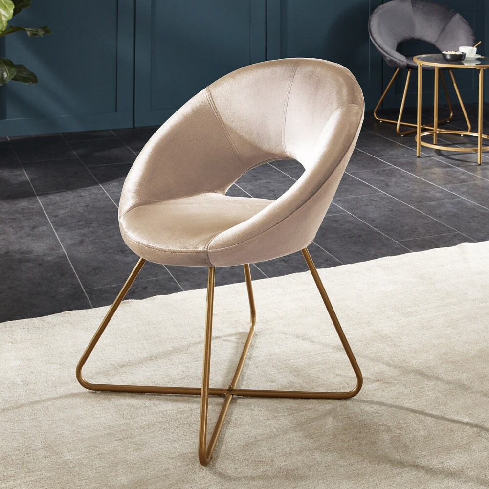 HOME DELUXE Samtstuhl SELESA mit Beistelltisch – Beige – versch. Farben | 04058166240460