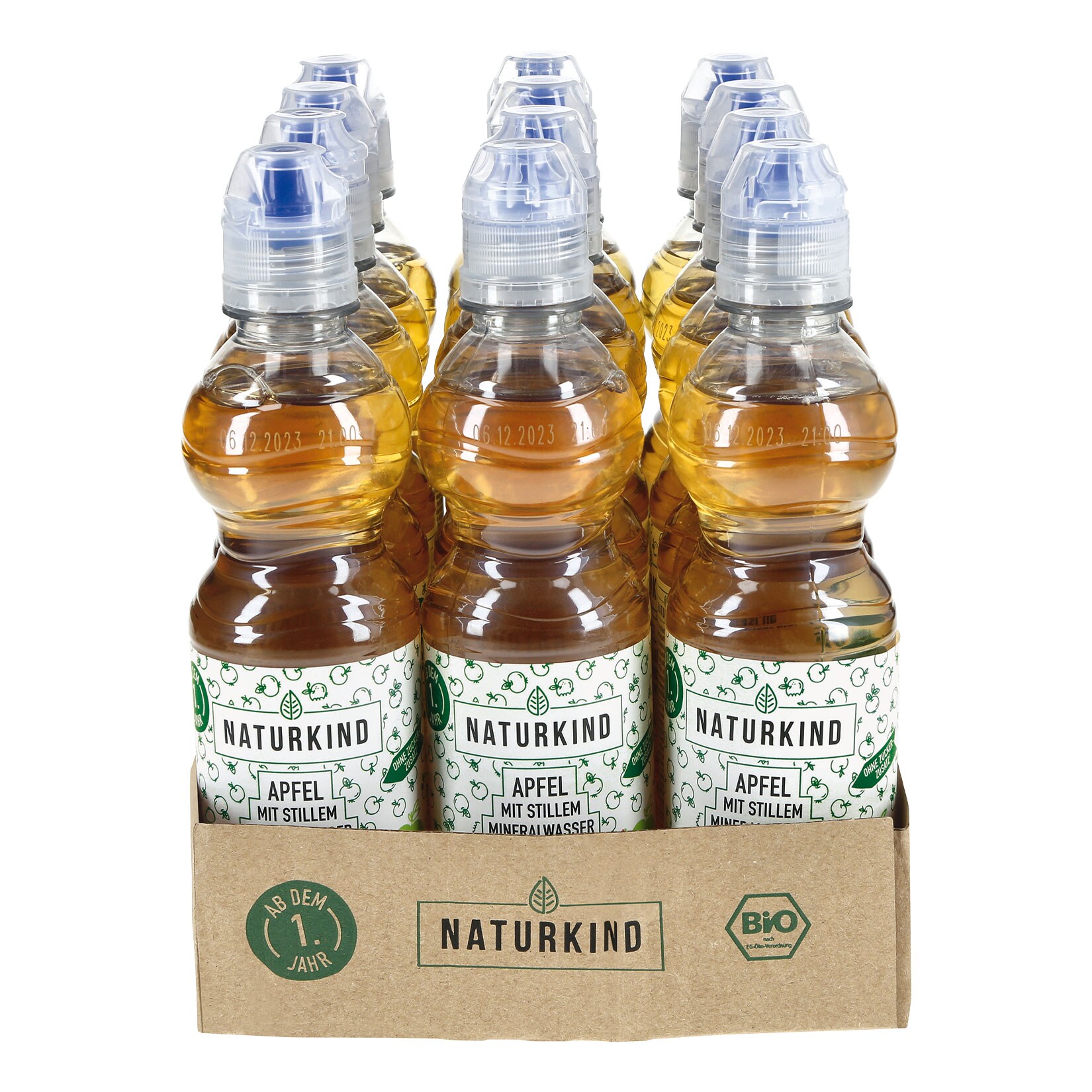 NATURKIND Bio Apfelsaft mit stillem Mineralwasser 0,33 Liter, 12er Pack - Bild 1