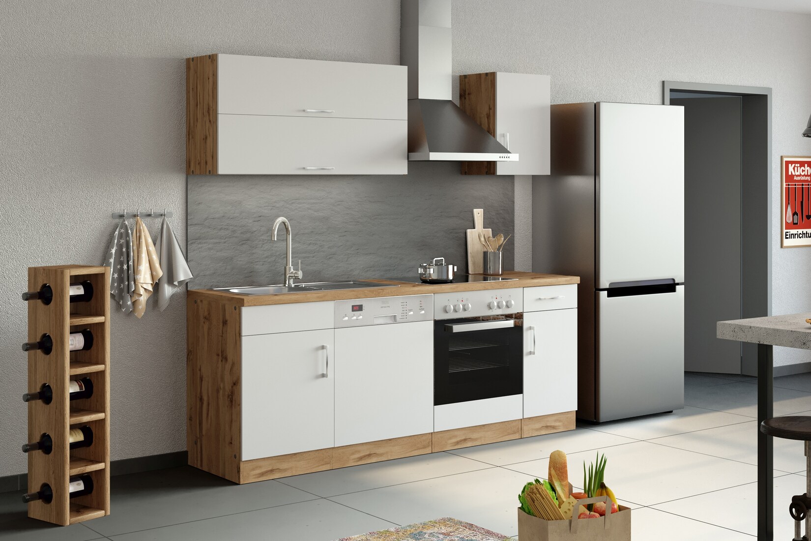 HELD Küchenzeile 210cm, Klappenhänger, ohne Einbaugeräte, versch. Farben | 04251639428666