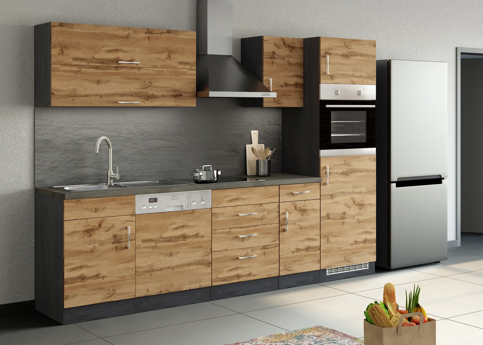 HELD Küchenzeile 270cm, Klappenhänger, mit Einbaugeräten, versch. Farben | 04251639429052