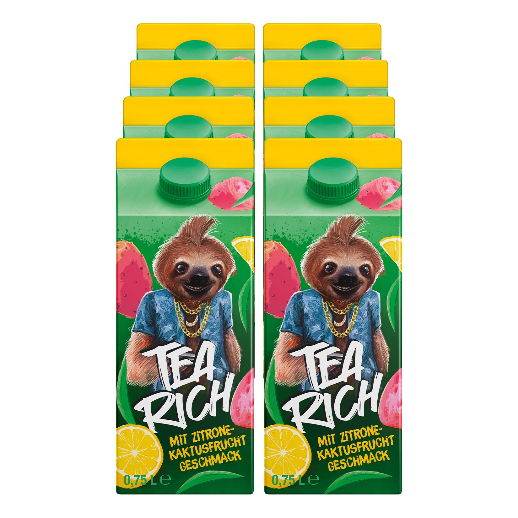 Tea Rich Eistee Zitrone-Kaktusfrucht 0,75 Liter, 8er Pack - Bild 1