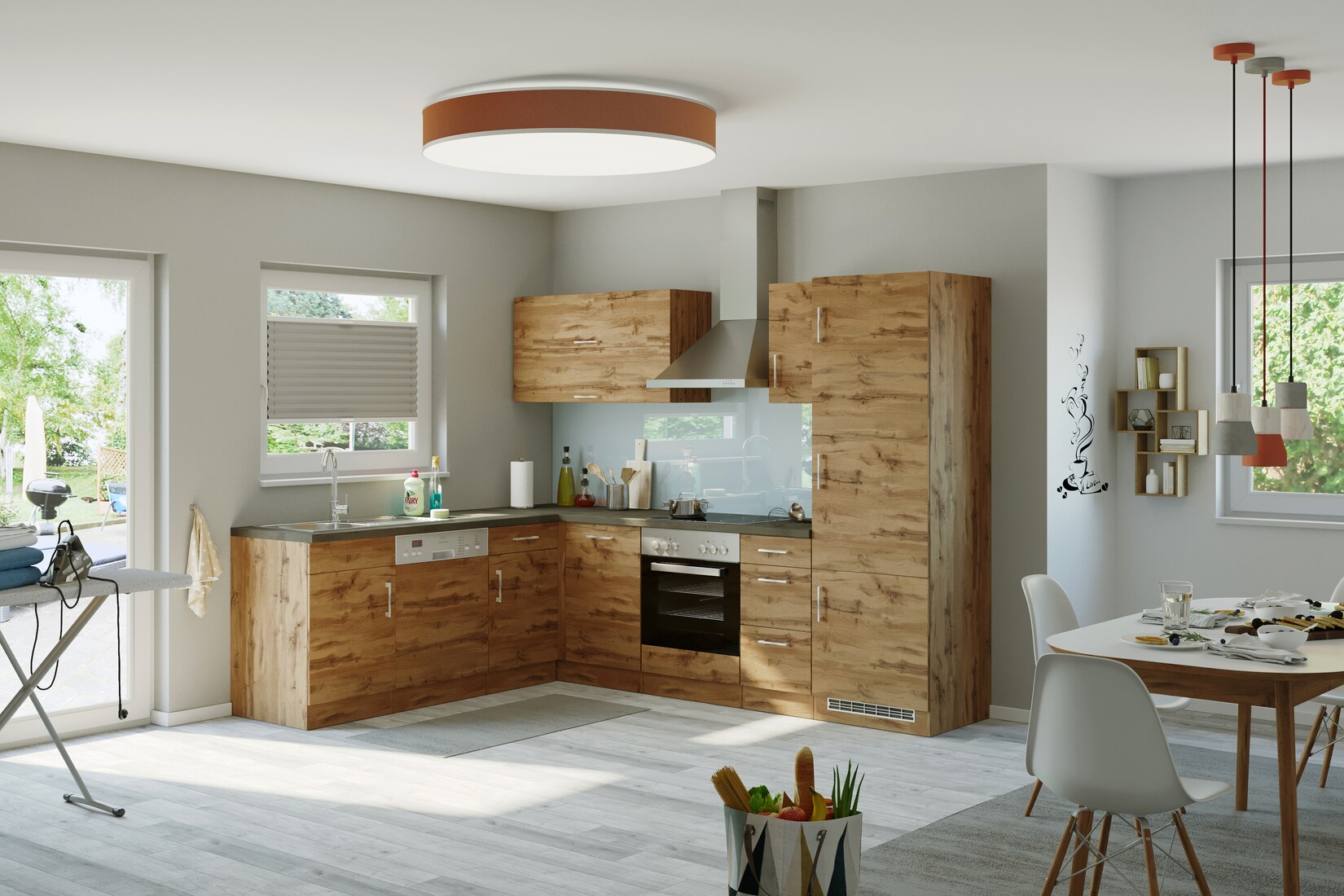 HELD Winkelküche 210x270cm, Klappenhänger, ohne Einbaugeräte, versch. Farben | 04251639429243