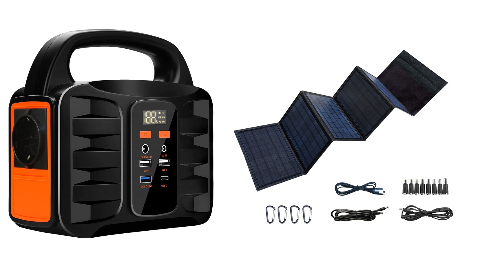 Denver PPS-42000 Tragbare Power Station mit eingebautem Solarpanel 42000 mAH (155wh) | 05706751066054