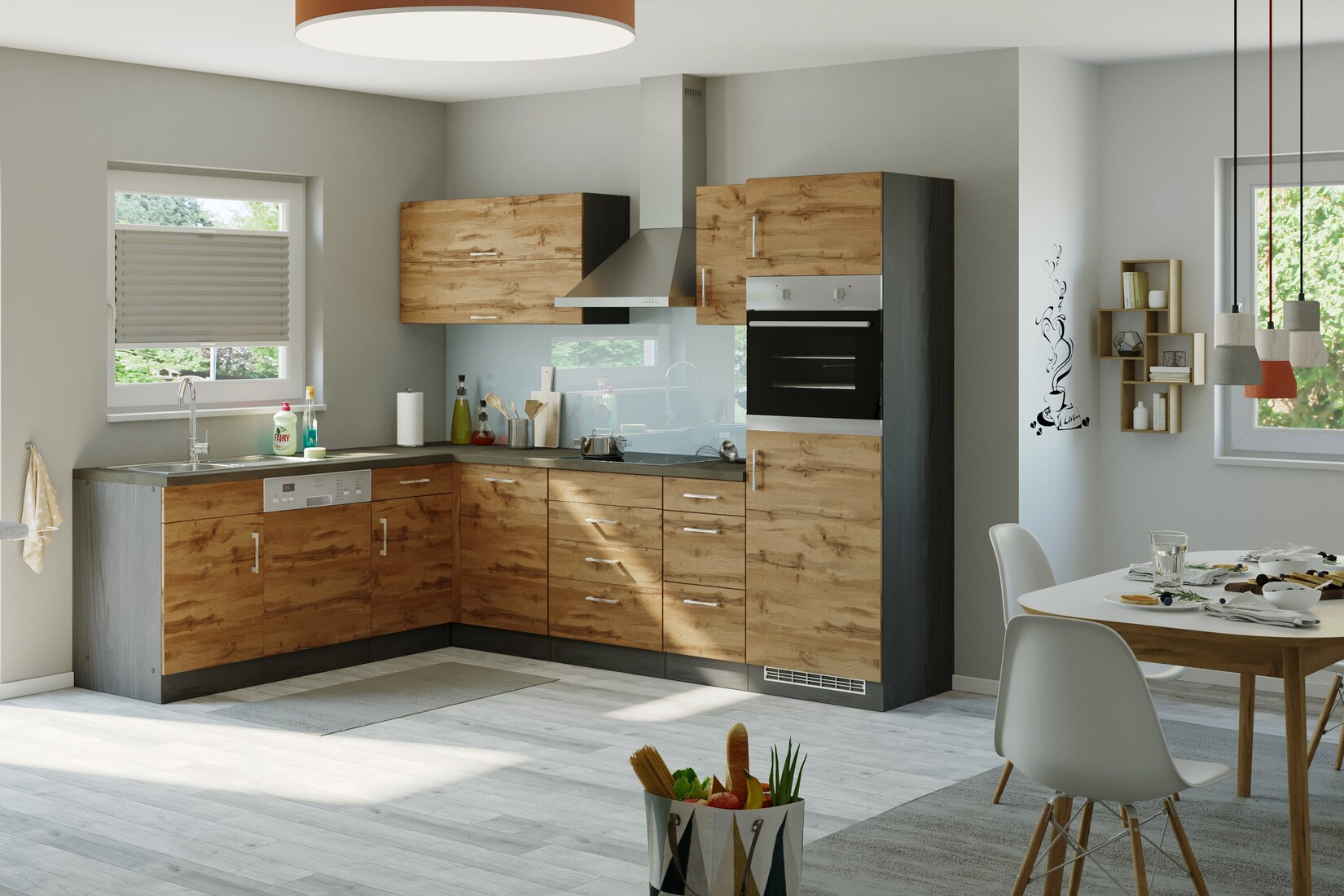 HELD Winkelküche 210x270cm, Klappenhänger, ohne Einbaugeräte, versch. Farben | 04251639429335