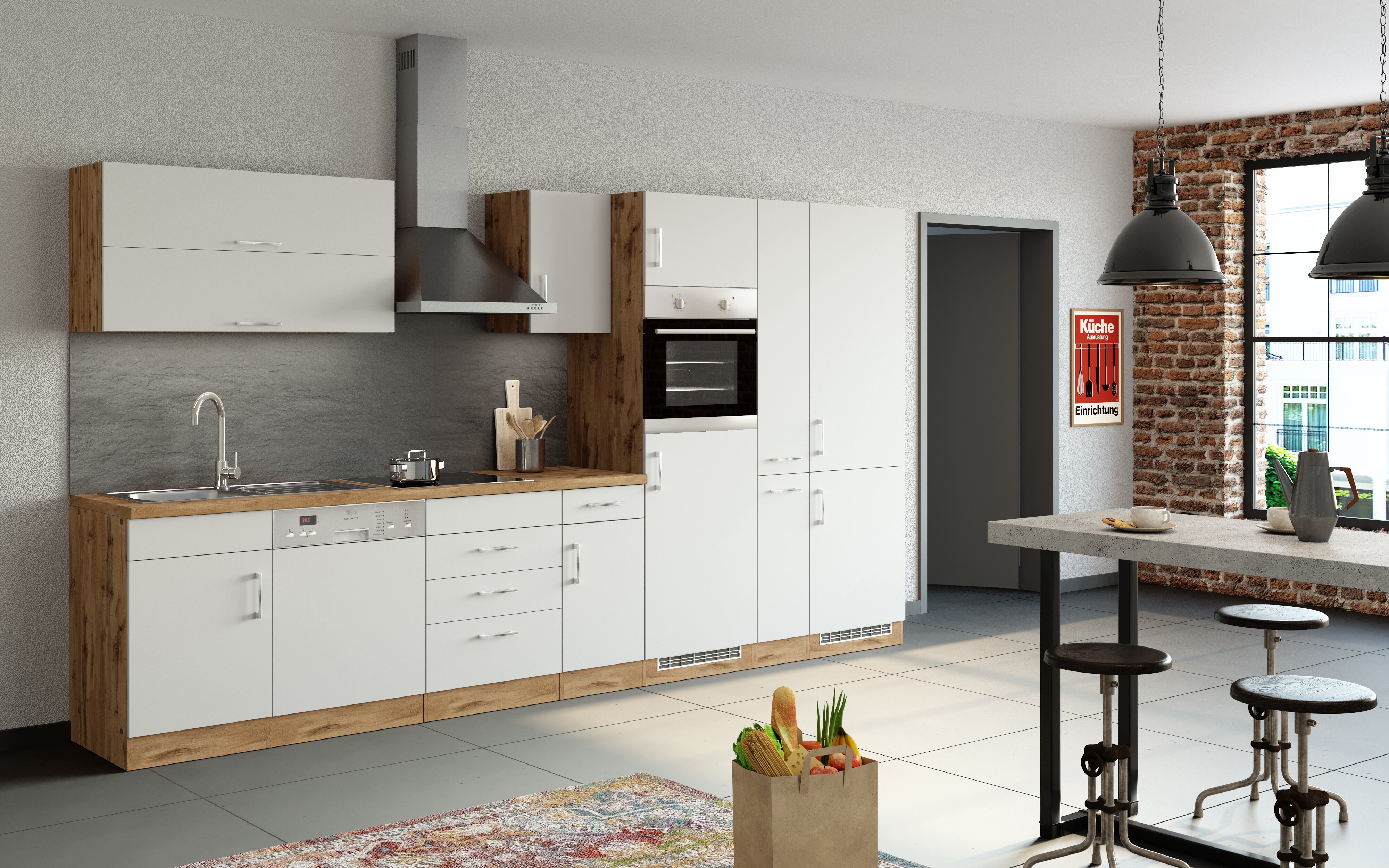 HELD K&uuml;chenzeile 360cm, Klappenh&auml;nger, ohne Einbauger&auml;te, versch. Farben - Bild 1