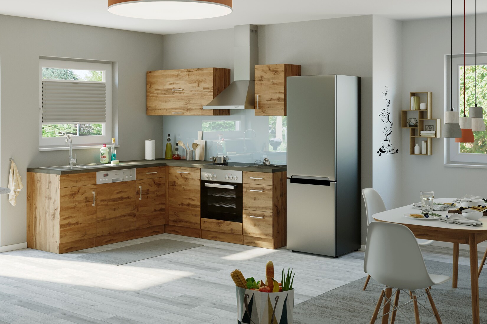 HELD Winkelküche 210x210cm, Klappenhänger, ohne Einbaugeräte, versch. Farben | 04251639429168