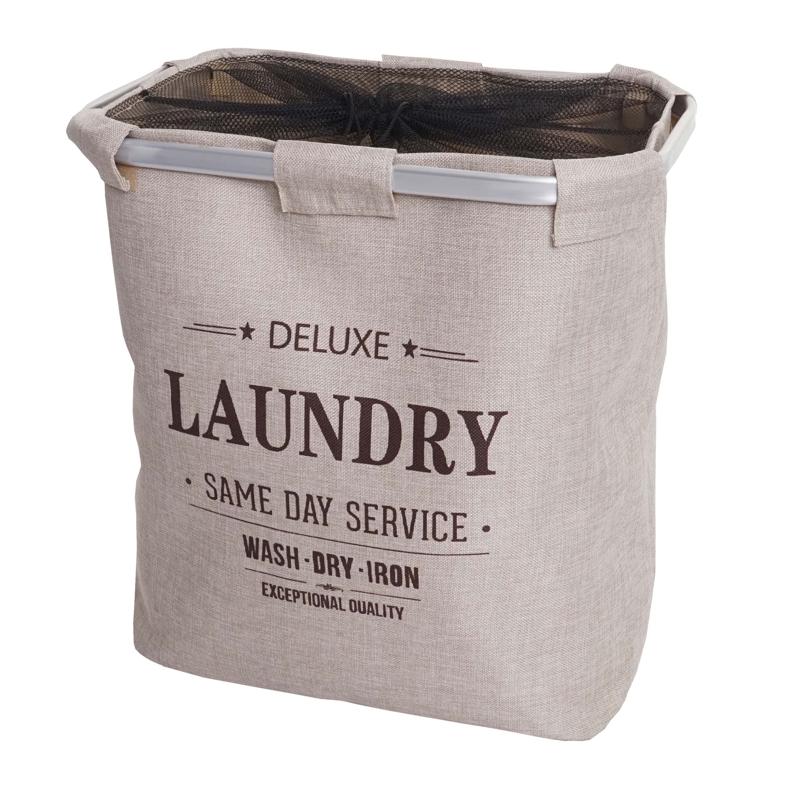 W&auml;schesammler MCW-C34, Laundry W&auml;schebox W&auml;schekorb W&auml;schebeh&auml;lter mit Netz, 1 Fach 56x49x30cm 82l ~ beige - Bild 1