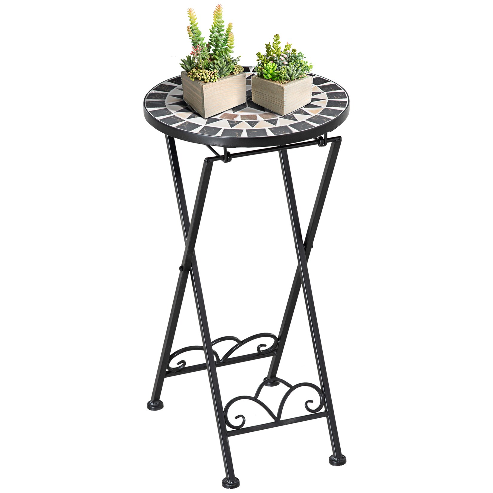 Outsunny Blumenständer Metall, Keramikfliesen | 04251774952415
