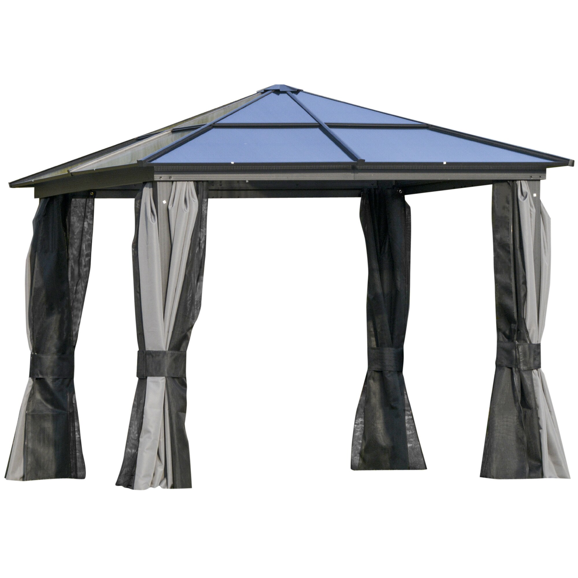 Outsunny Pavillon Metall, Aluminiumlegierung, Polyester, PC-Platte - Bild 1