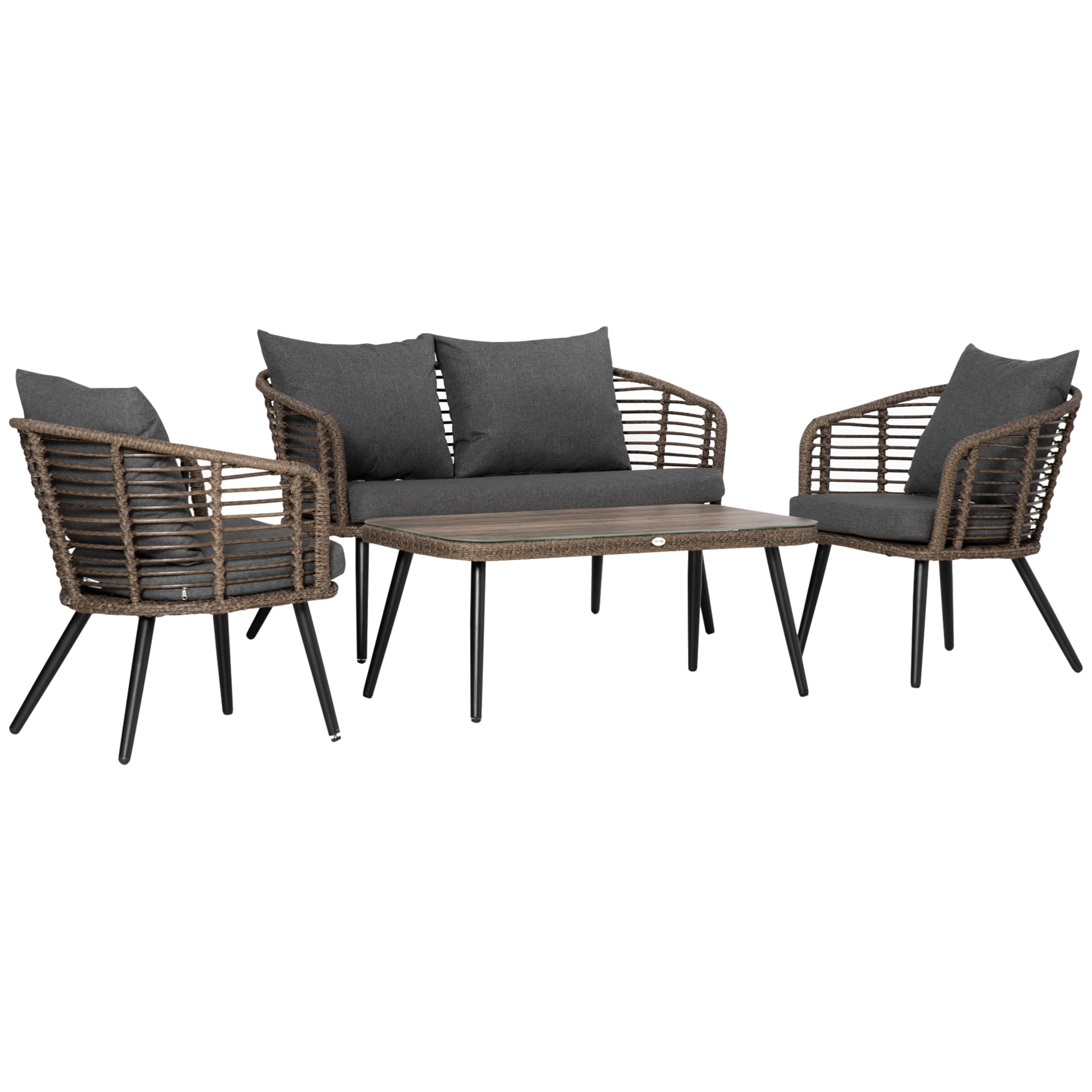 Outsunny Gartenm&ouml;bel Set Aluminum, PE rattan, Polyester, Hartglas - Bild 1