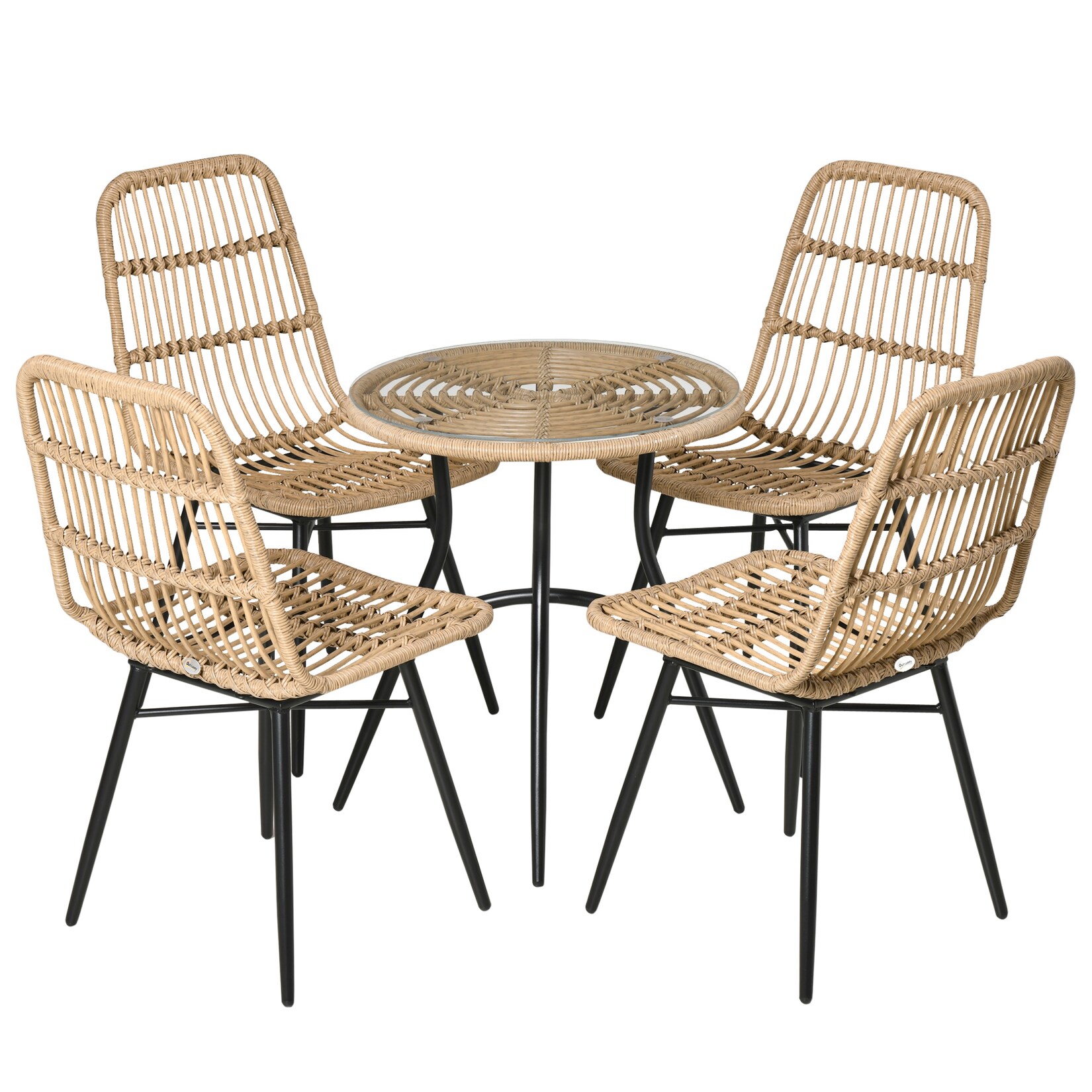 Outsunny Gartenmöbel Set Stahl, PE Rattan