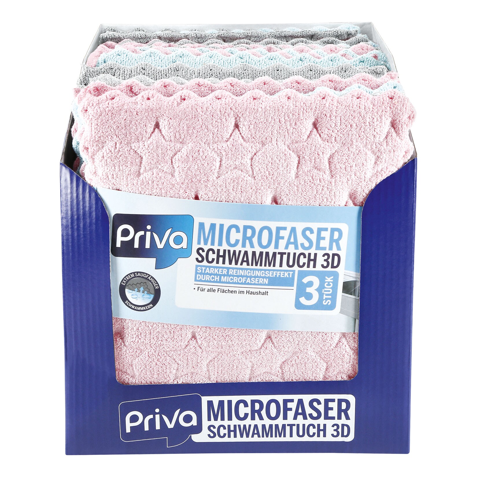 Priva 3D Schwammtuch 3 Stück, 13er Pack | 04311536047930