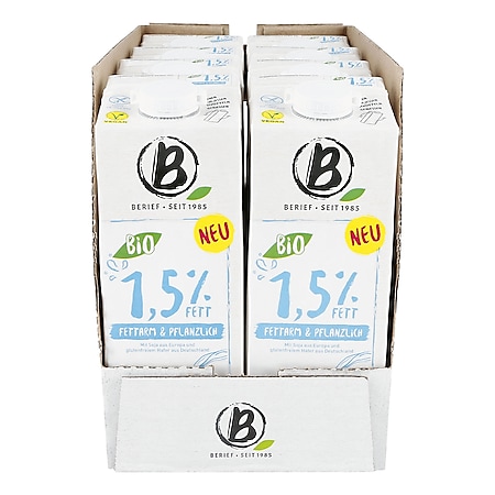 Berief Bio Drink 1,5% Fett - fettarm & pflanzlich 1 Liter, 8er Pack - Bild 1