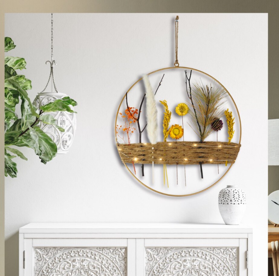 Dekor LED Dekoring - versch. Ausf&uuml;hrungen - Trockenblumen - Bild 1