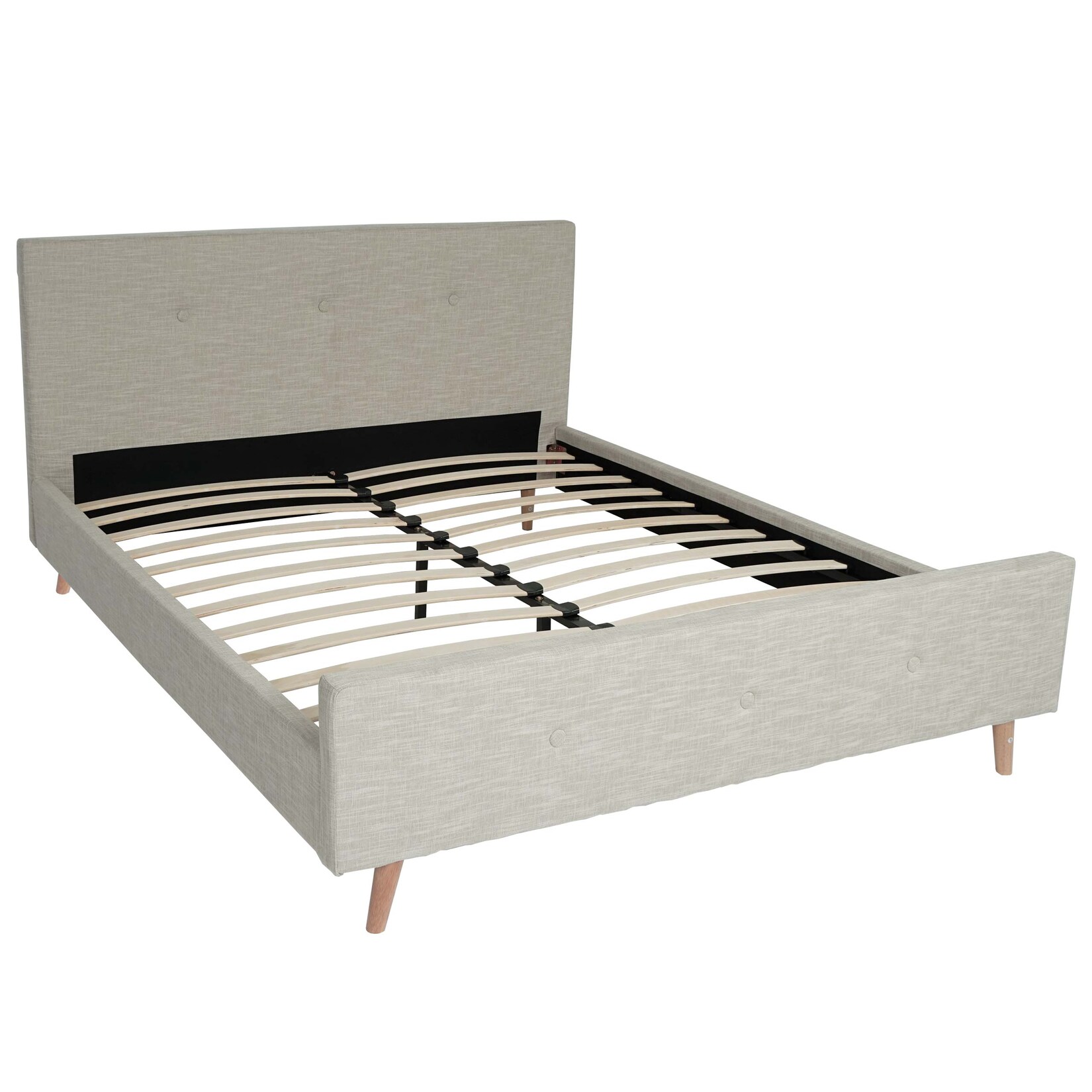 Polsterbett MCW-J98, Bett Doppelbett Bettgestell mit Lattenrost, Massivholz ~ 160x200cm creme-beige