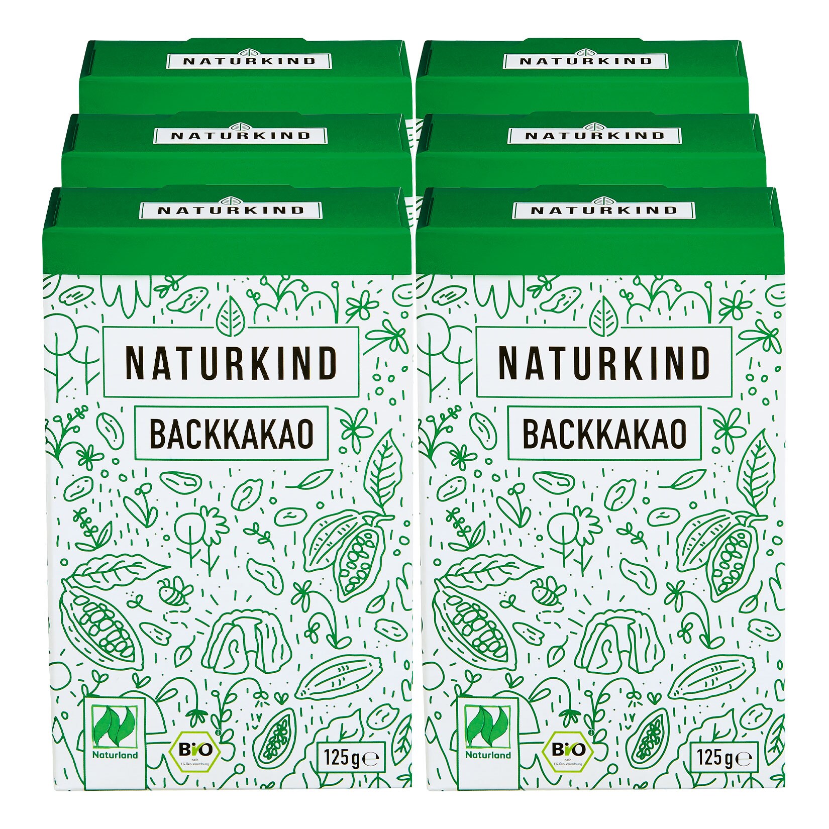 NATURKIND Bio Backkakao 125 g, 6er Pack - Bild 1