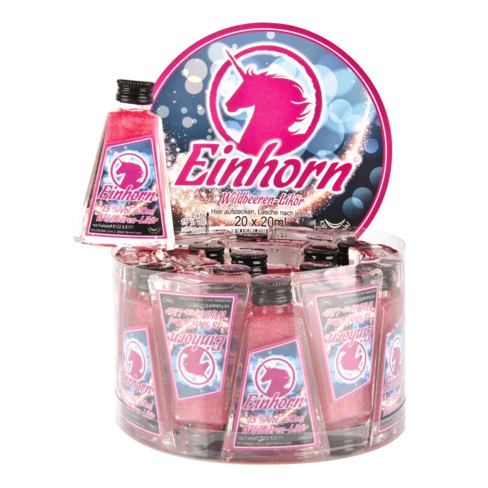 Einhorn Glitzerlik&ouml;r Lik&ouml;r 15,0 % vol 20 ml, 20er Pack - Bild 1