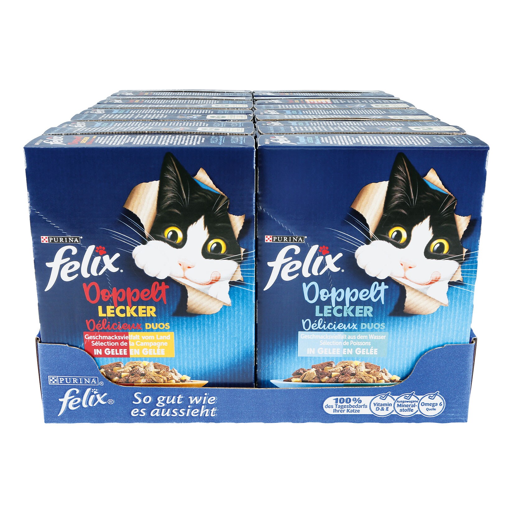 Felix Katzennahrung Doppelt Lecker 12 x 85 g, verschiedene Sorten, 10er Pack - Bild 1