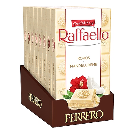 Ferrero Raffaello Tafelschokolade 90 g, 8er Pack - Bild 1