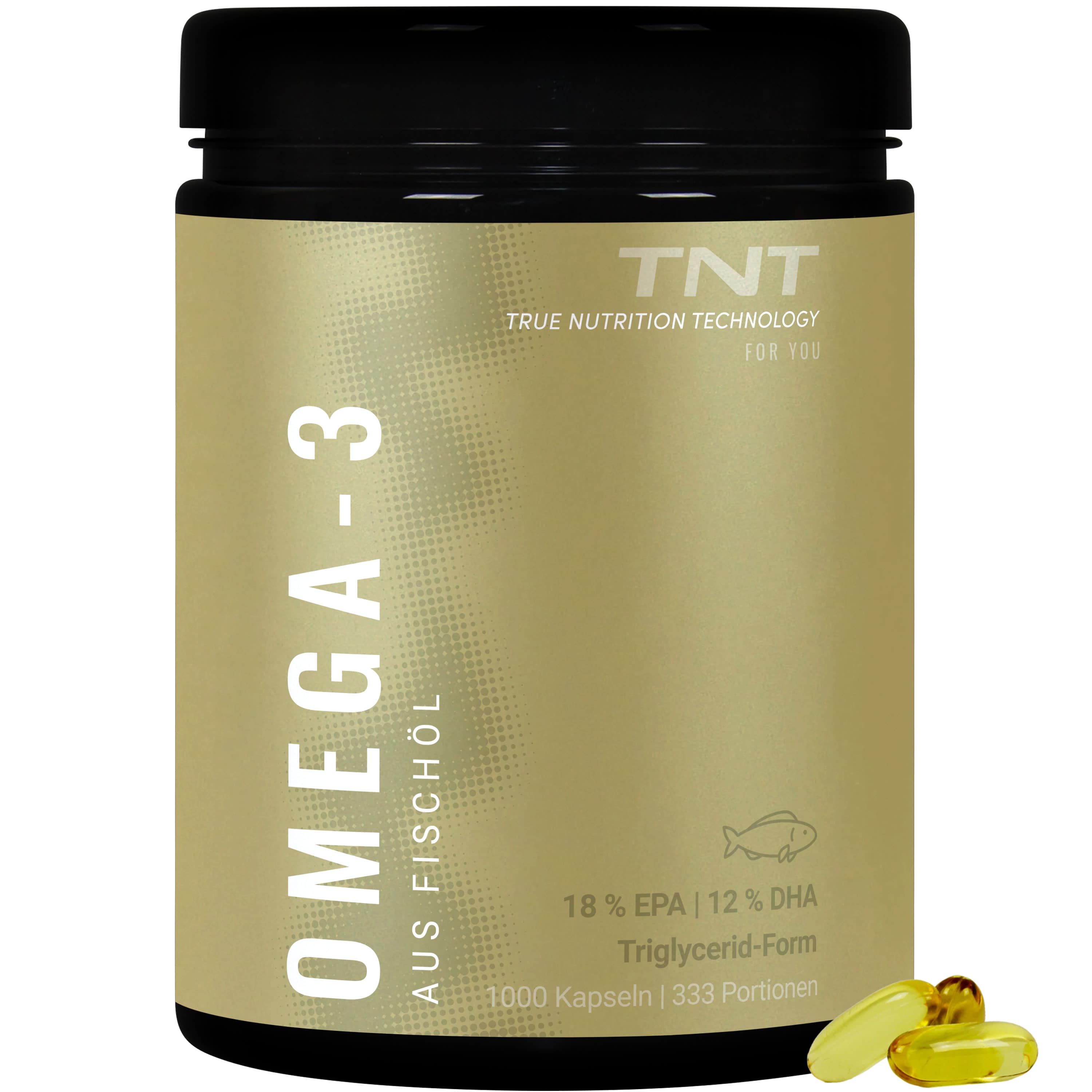 TNT Omega-3 Fisch&ouml;l Kapseln (18% EPA, 12% DHA) - Bild 1