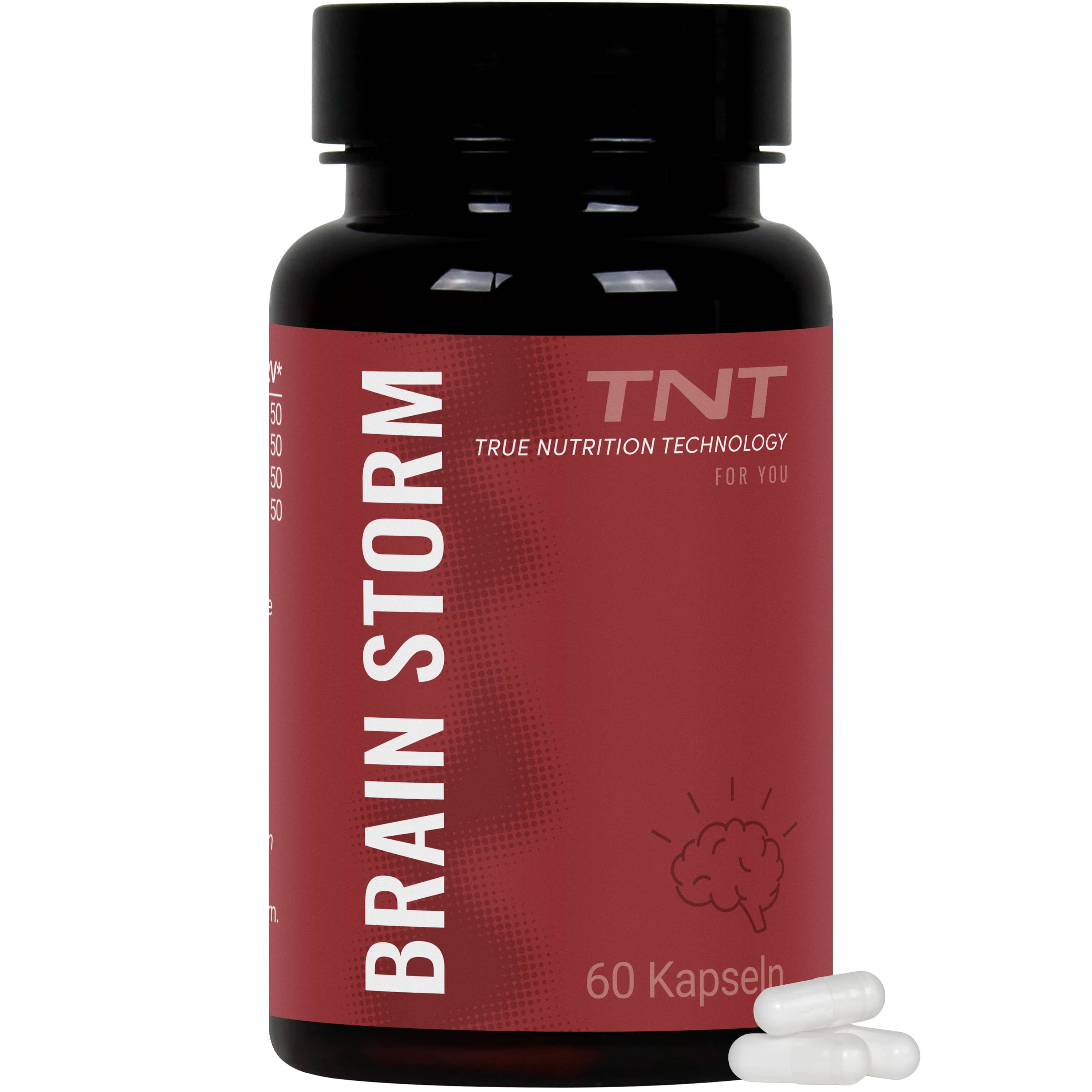 TNT Brain Storm | Koffein, Theanin, Vitamine, Mineralien (60 Kapseln) - Bild 1