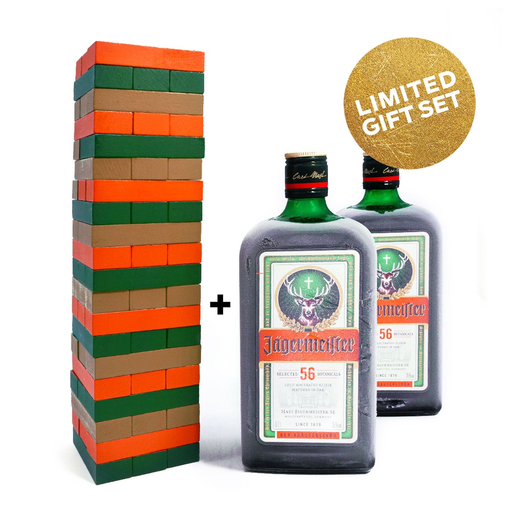 Jägermeister 35,0 % vol 1,4 Liter Geschenkbox mit Meister Bricks Spiel