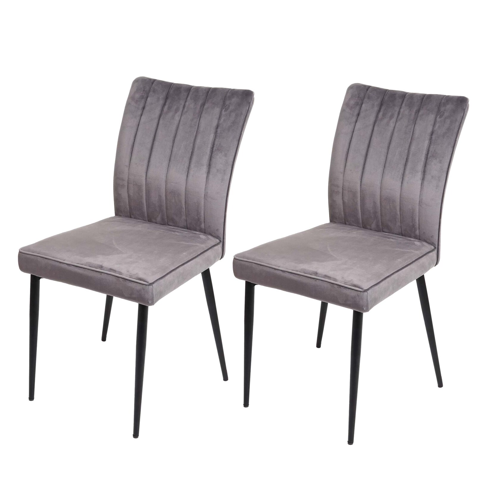 2er-Set Esszimmerstuhl MCW-K16, Stuhl Küchenstuhl, Samt Metall ~ dunkelgrau