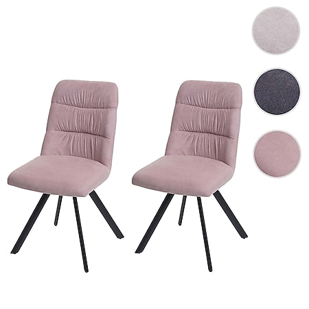 2er-Set Esszimmerstuhl MCW-J69, Küchenstuhl Stuhl, drehbar Auto-Position,  Samt ~ rosa online kaufen bei Netto