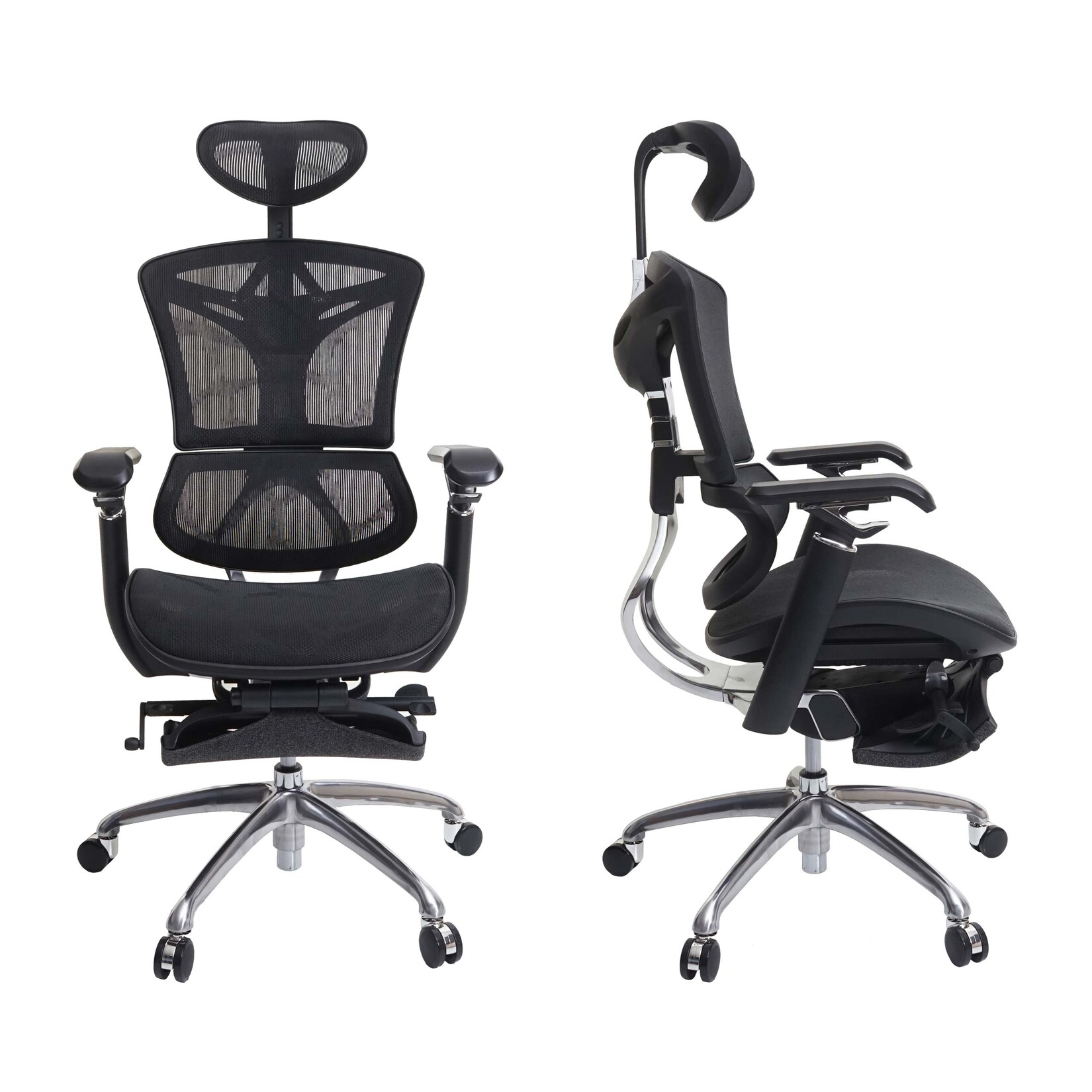 SIHOO Bürostuhl Schreibtischstuhl, ergonomisch, Fußstütze verstellbare Lordosenstütze ~ schwarz
