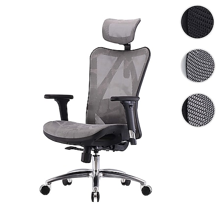 Bürostuhl MCW-J87, Schreibtischstuhl, ergonomisch verstellbare Armlehne  150kg belastbar ~ Bezug grau, Gestell schwarz online kaufen bei Netto