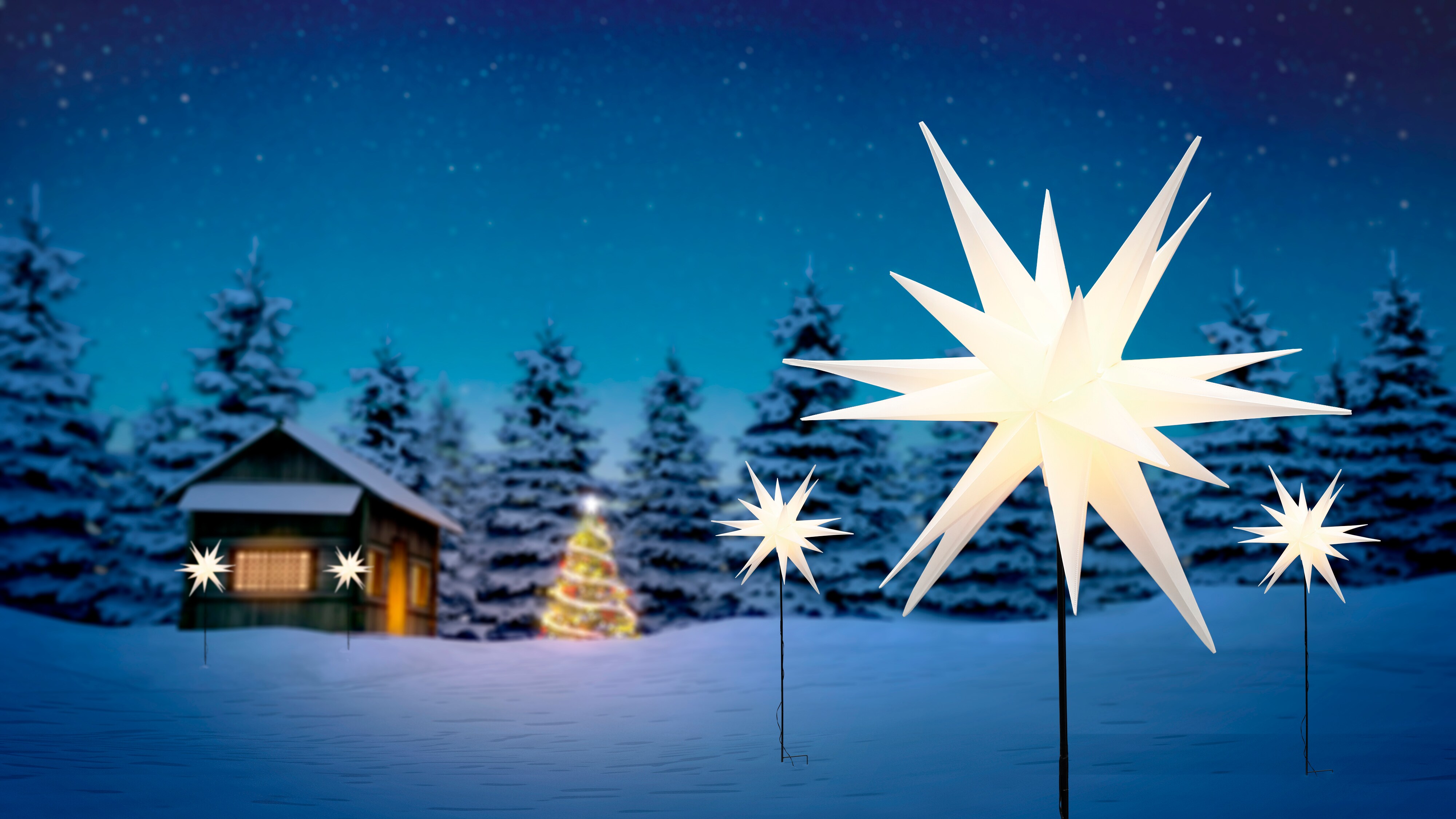 3D Gartenleuchtstern sortiert - versch. Ausf&uuml;hrungen -wei&szlig; - Bild 1