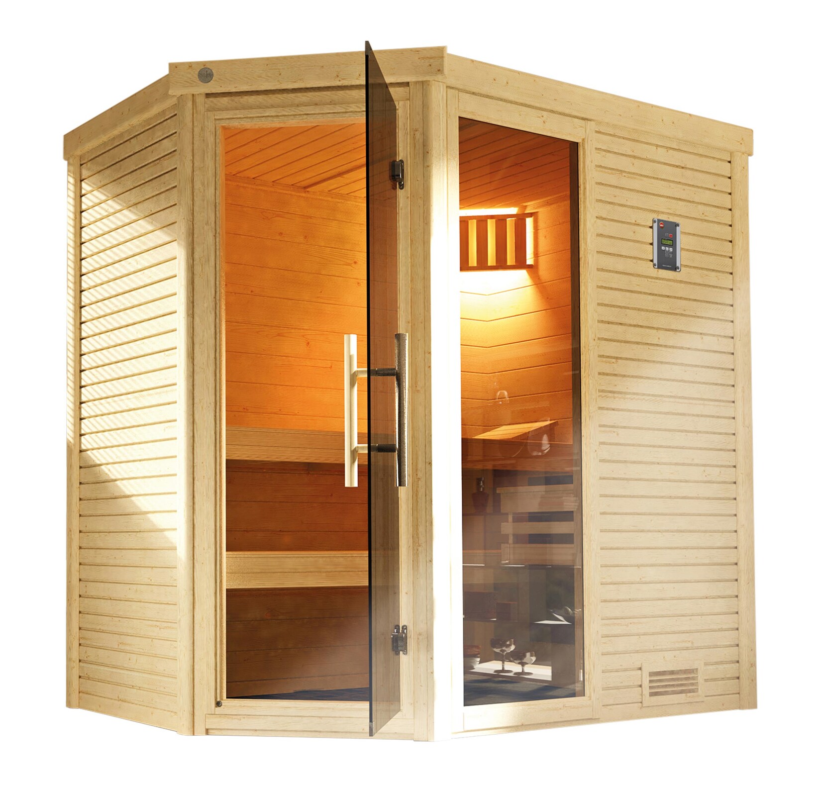 weka Design-Sauna CUBILIS Gr. 2 Sparset 7,5 kW OS inkl. digitaler Steuerung, Glastür und Fenster | 04004581518615