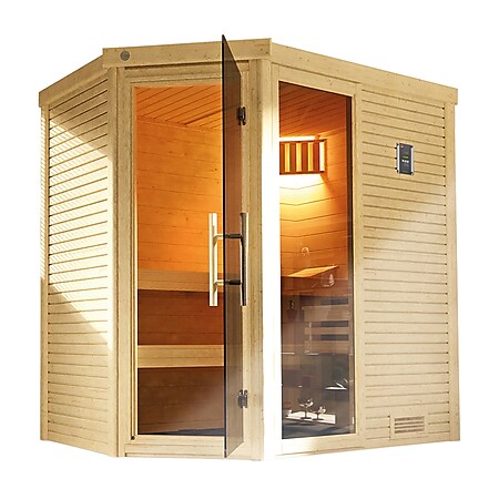 weka Design-Sauna CUBILIS Gr. 2 Sparset 7,5 kW OS inkl. digitaler Steuerung, Glastür und Fenster - Bild 1