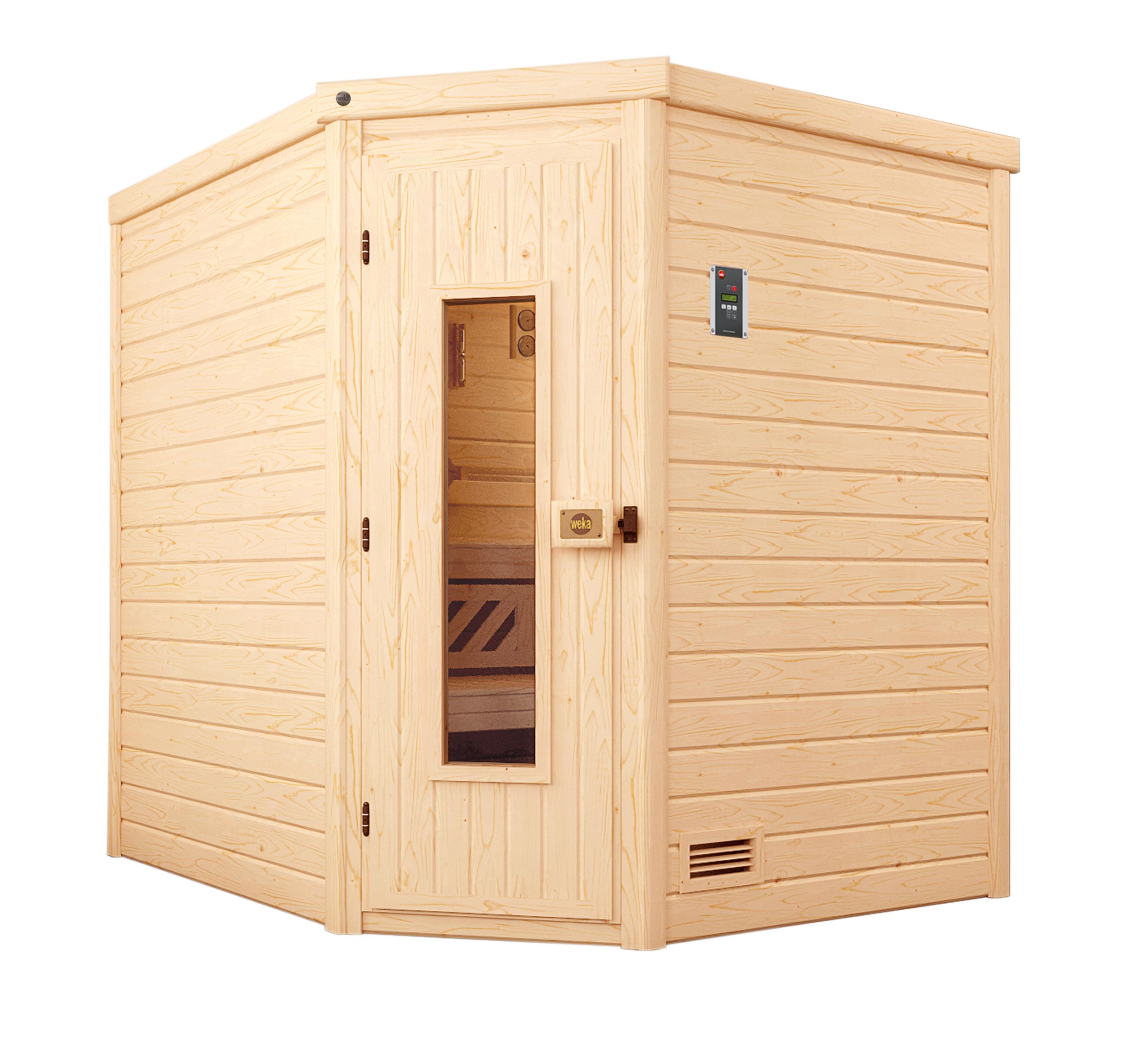 weka Premium Massivholz-Sauna TURKU -  Gr. 2 Sparset 7,5 kW OS inkl. digitaler Steuerung, Massivholzt&uuml;r - Bild 1