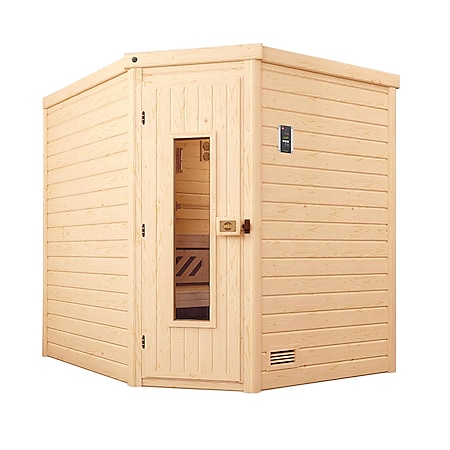 weka Premium Massivholz-Sauna TURKU -  Gr. 2 Sparset 7,5 kW OS inkl. digitaler Steuerung, Massivholztür - Bild 1
