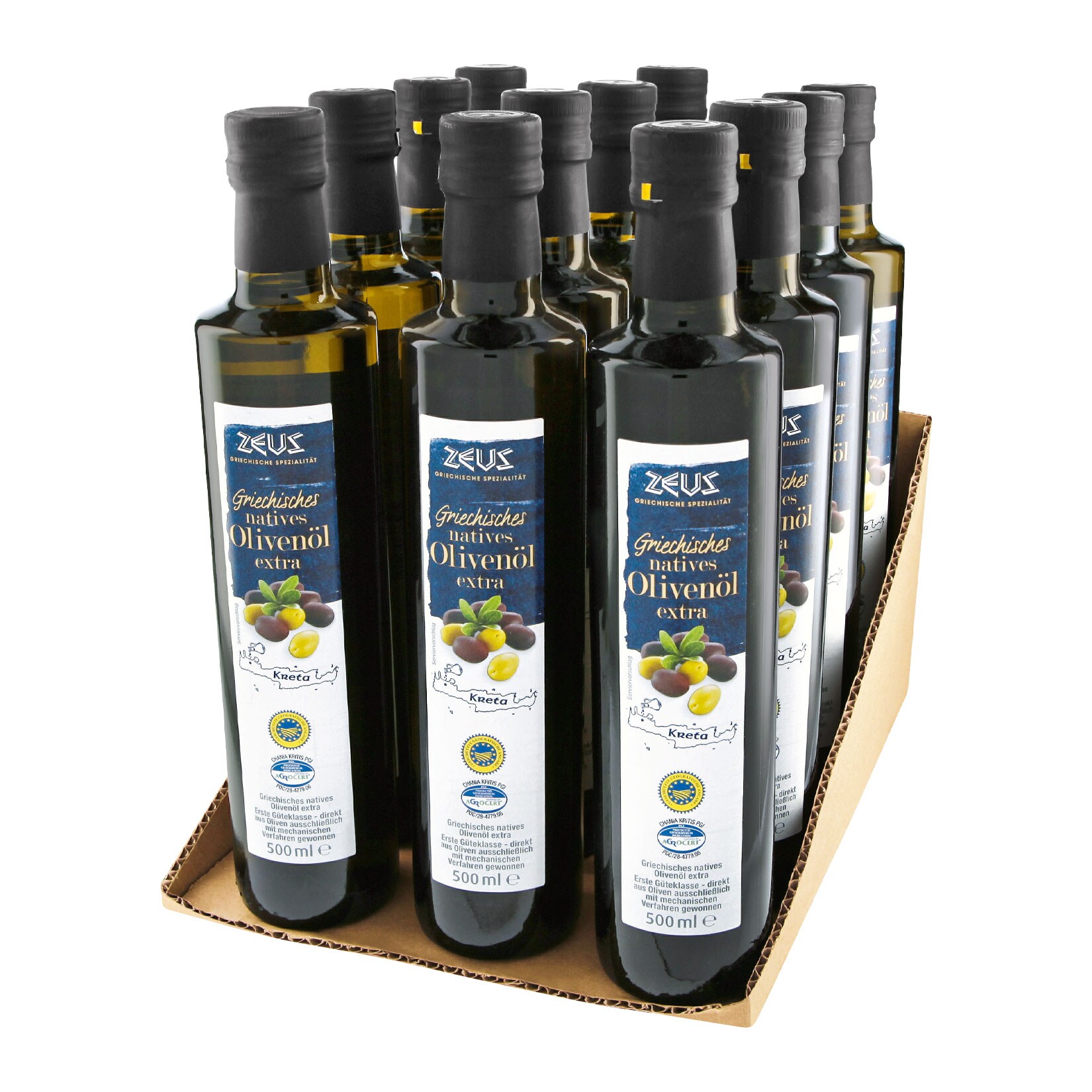 Zeus Griechisches Olivenöl g.g.A. 500 ml, 12er Pack