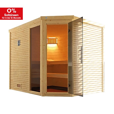 weka Design-Sauna CUBILIS Gr. 3 Sparset 7,5 kW OS inkl. digitaler Steuerung, Glastür und Fenster - Bild 1