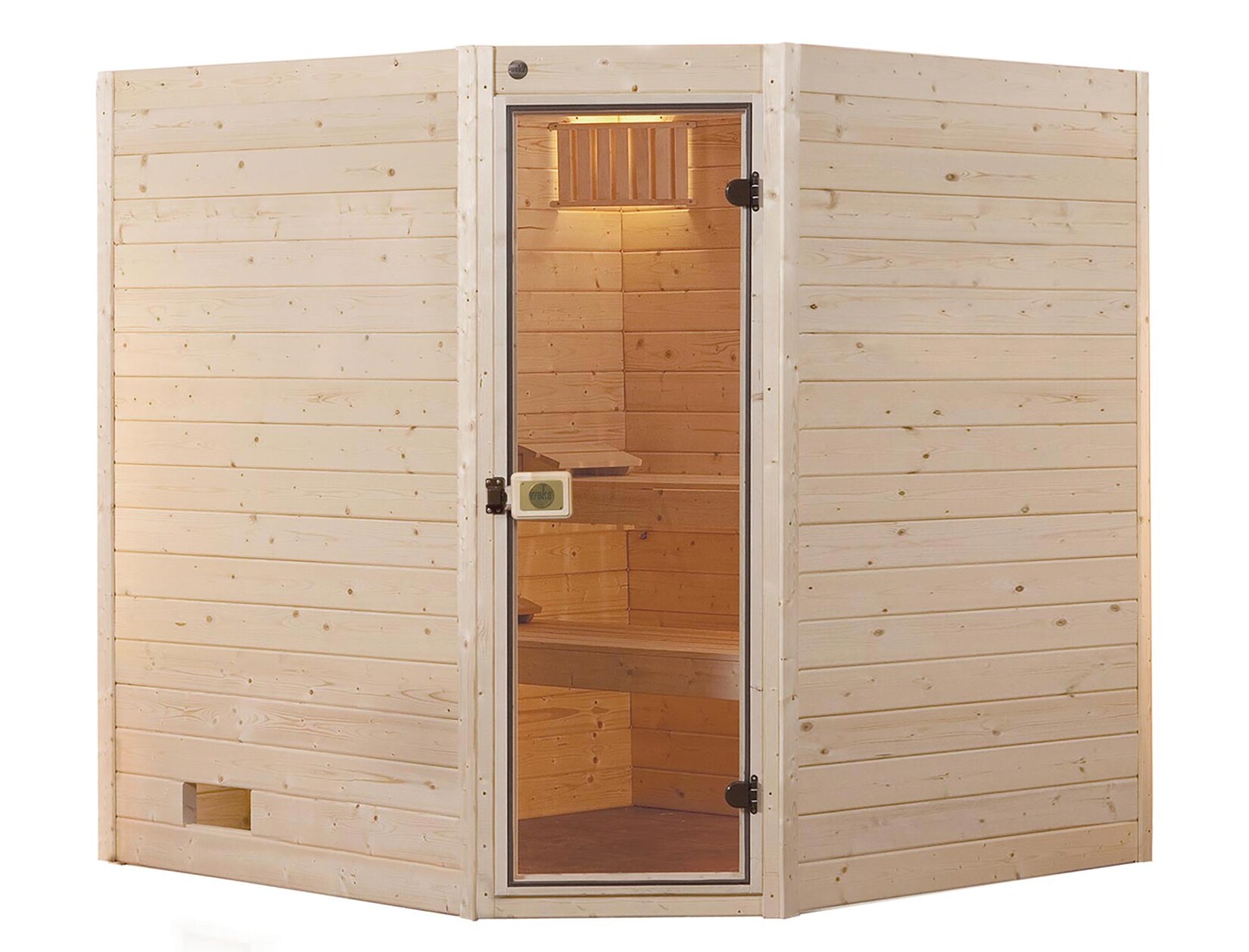 weka Massivholz-Sauna VALIDA Eck Gr. 3 Sparset 9,0 kW K inkl. integrierter Steuerung, Glastür