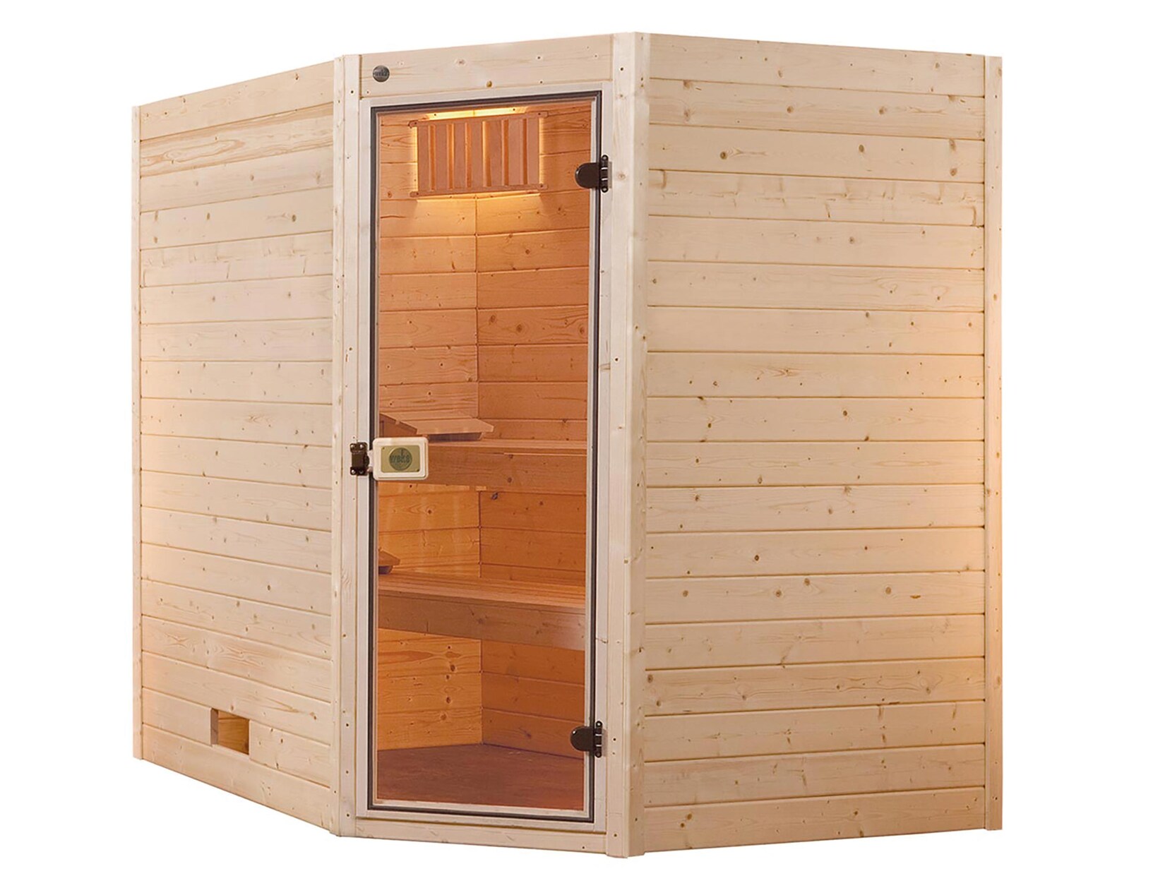 weka Massivholz-Sauna VALIDA Eck Gr. 4 Sparset 9,0 kW K inkl. integrierter Steuerung, Glastür