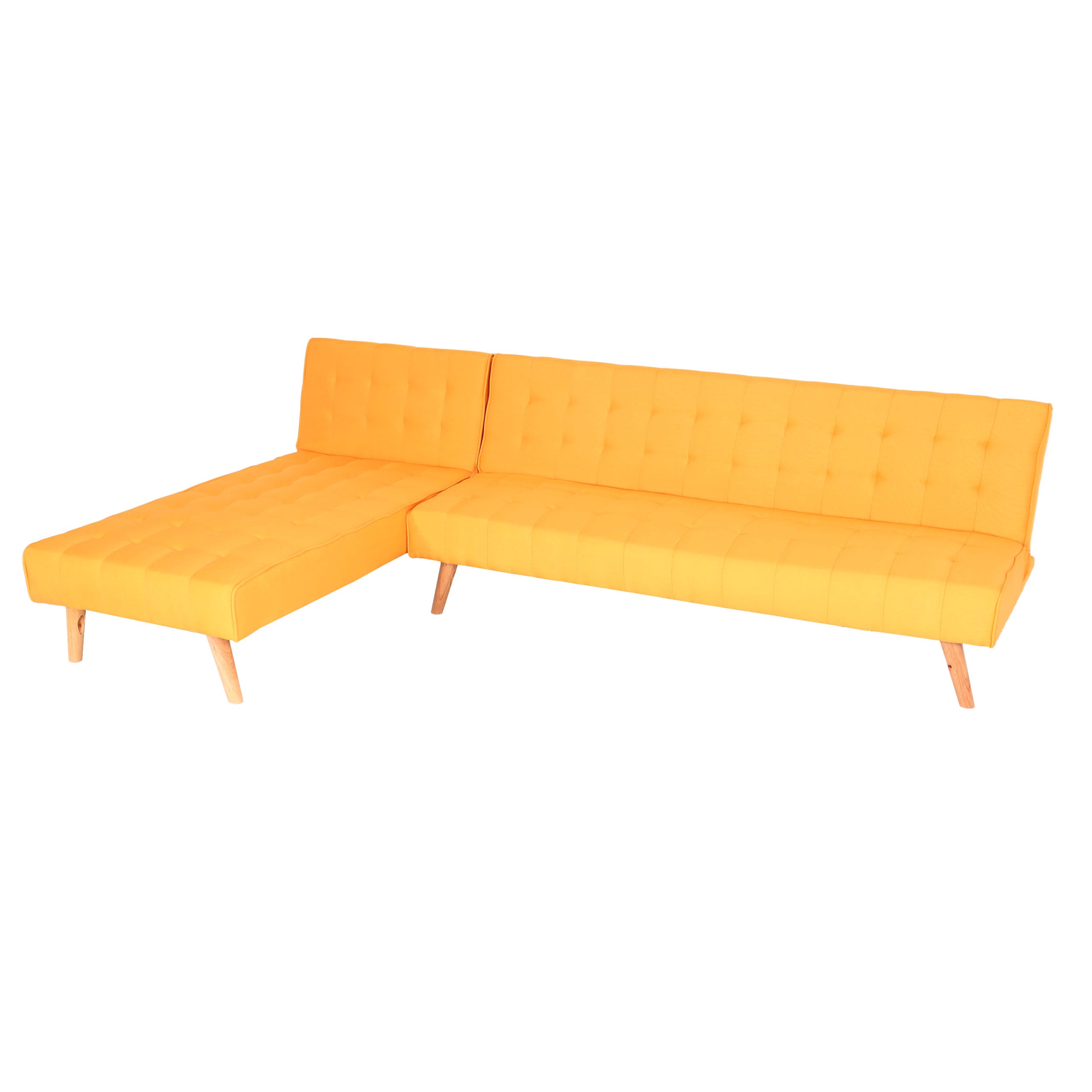 Ecksofa MCW-K38, Sofa Klappsofa, Liegefl&auml;che links/rechts, Stoff/Textil Massivholz MVG zertifiziert 256cm ~ gelb - Bild 1