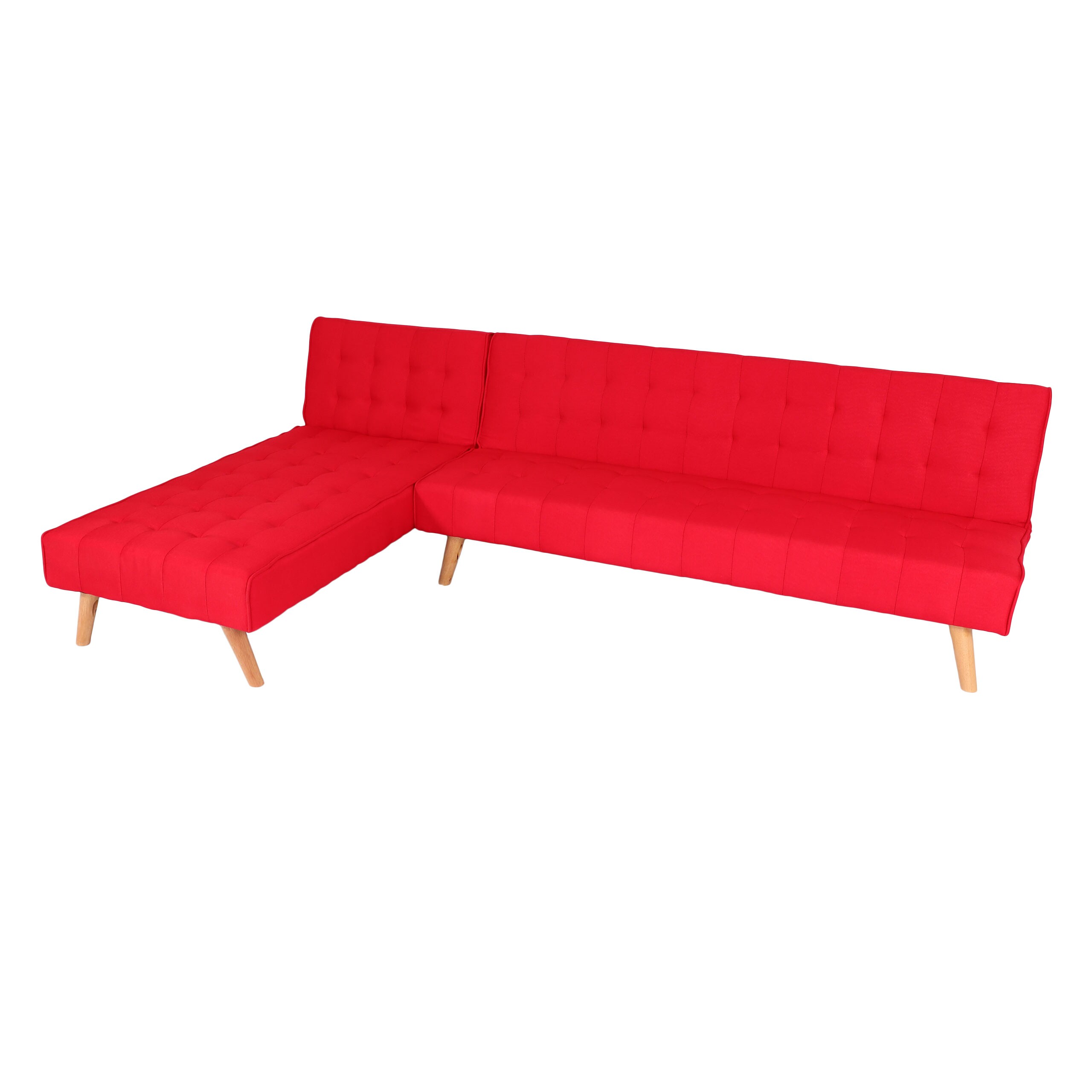 Ecksofa MCW-K38, Sofa Klappsofa, Liegefl&auml;che links/rechts, Stoff/Textil Massivholz MVG zertifiziert 256cm ~ rot - Bild 1