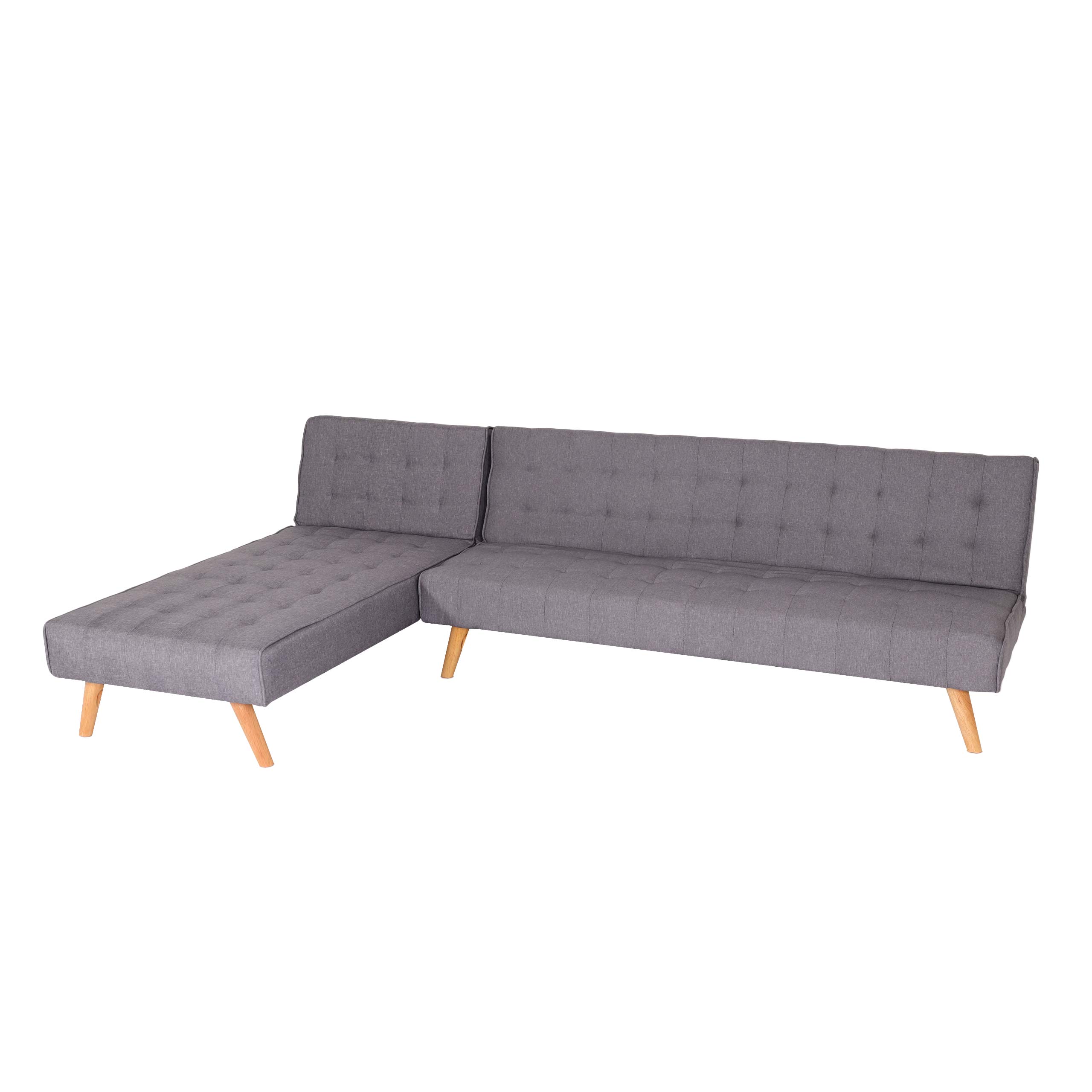 Ecksofa MCW-K38, Sofa Klappsofa, Liegefl&auml;che links/rechts, Stoff/Textil Massivholz MVG zertifiziert 256cm ~ hellgrau - Bild 1